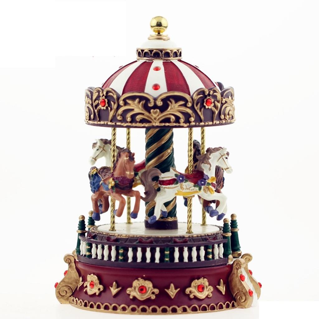 1PC 18-tone Sky City Rotating Music Box - Carousel Christmas Gift Birthday Gift Creative Resin Crafts