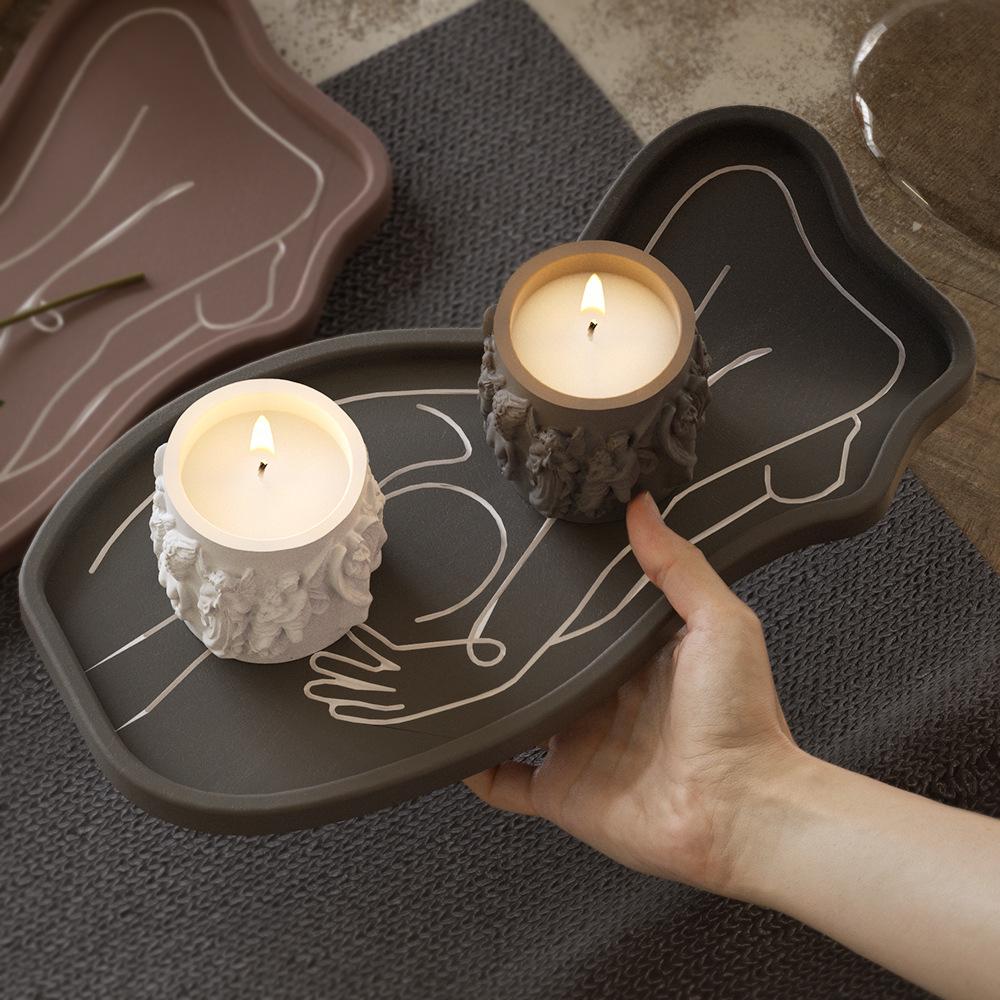 DIY Abstraktes Menschliches Linien Tablett Silikonform für Epoxid-, Zement- und Gips Kreationen