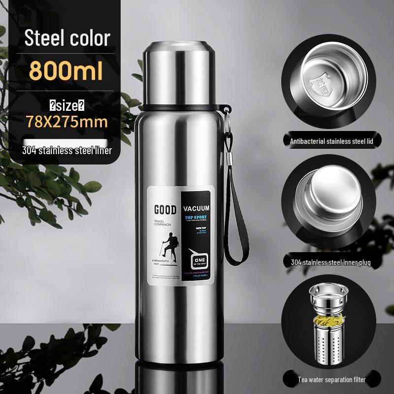 Large Capacity Stainless Steel Insulated Travel Kettle with Tea and Water Separation
