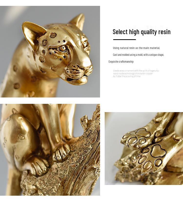 Gold Leopard Ornament: European Creative Art for Hotel and Office Entrances