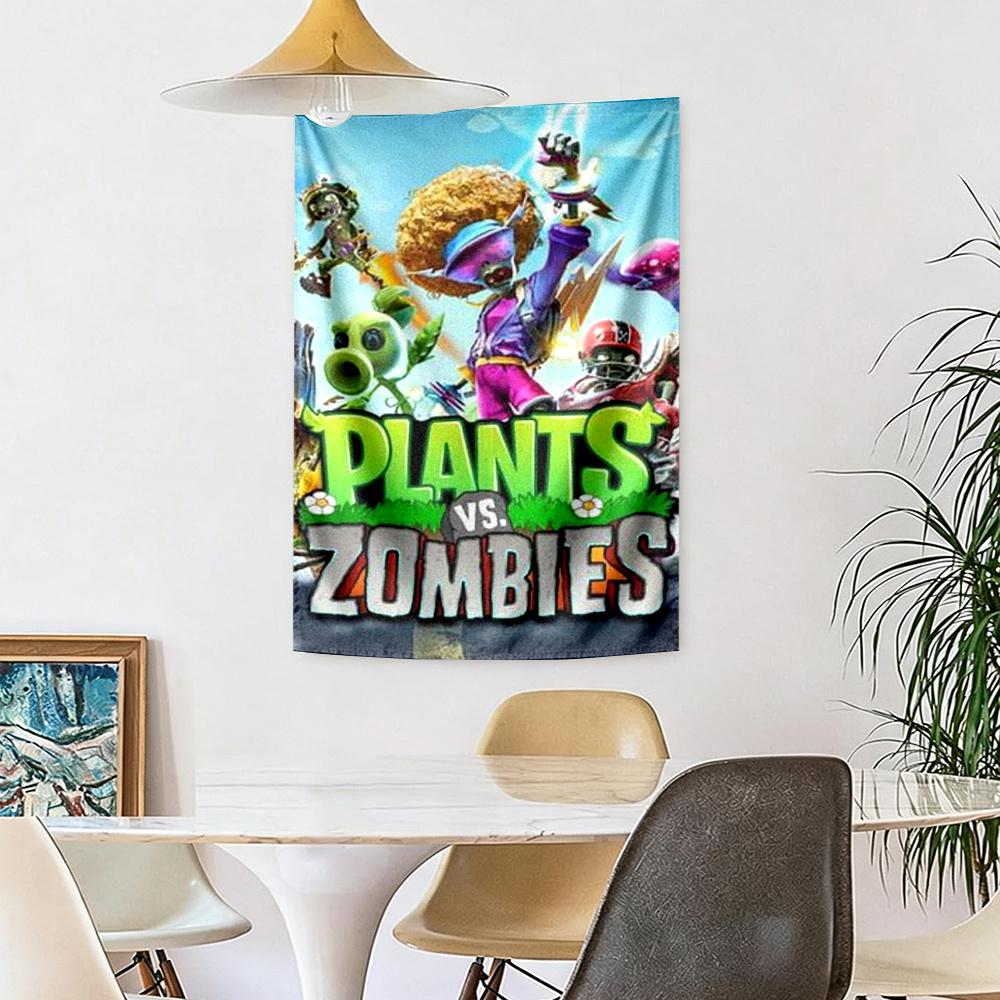 Plants Vs Zombies Retro Tapestry Handmade Look Great For Living Room Reading Corner Studio Wall Versatile Decor Hand Painted Style