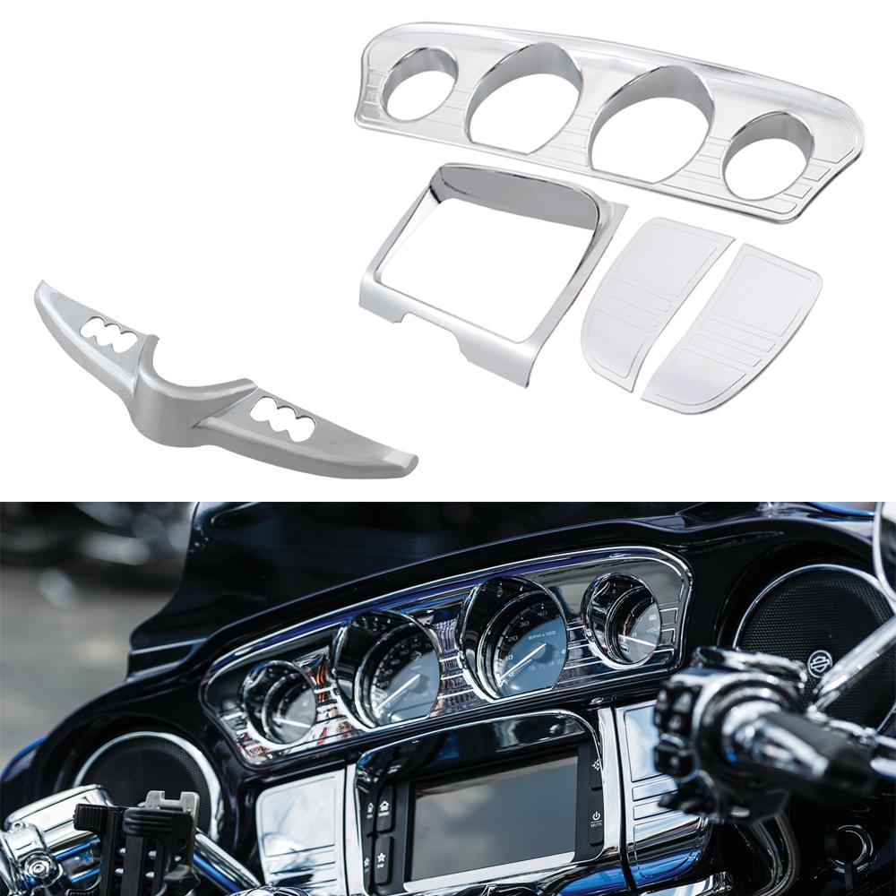 

Motorcycle Accessories Inner Fairing Tri-Line Gauge Stereo Switch Cover Accent Trim Chrome For Harley Electra Glide Street Glide