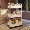 Versatile Multi-Tier Storage Cart - White Plastic, Perfect for Kitchen, Bathroom & Bedroom Organization