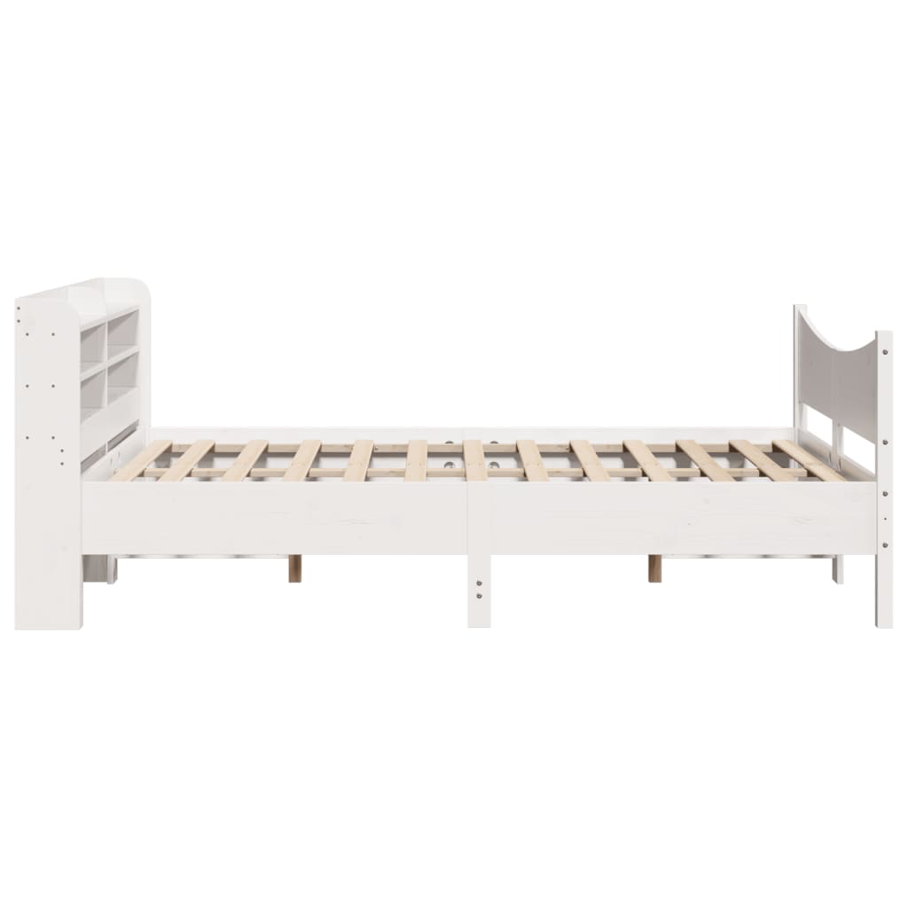 Solid Wood Bed with Headboard White 135 X 190 Cm Pine