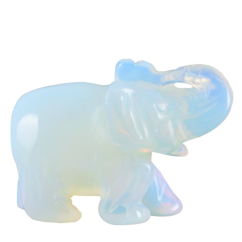 Carved Elephant Hand Natural Gemstone Jasper Turquoise Malachite Crystal Quartz