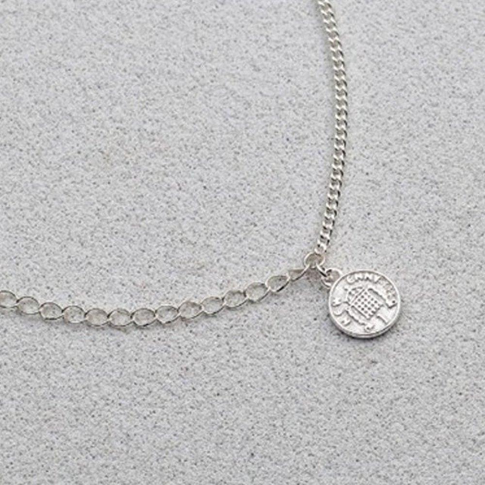 [As Little] Silver 925 Queen Coin Simple Double Row Chain Bracelet