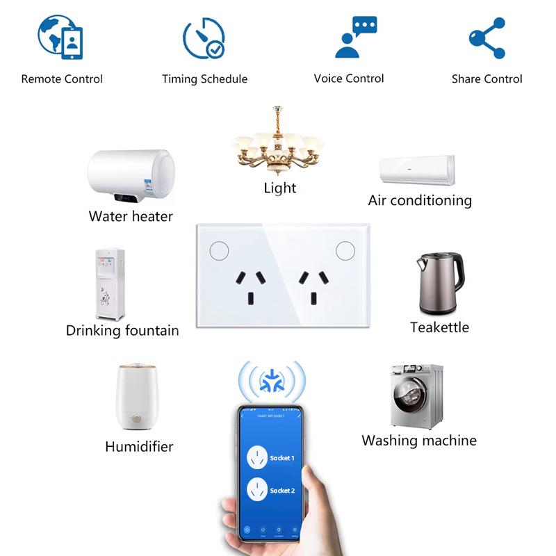 Graffiti Zigbee Smart Socket with Electricity Meter, Tempered Glass, Alexa Voice Control, Australian Standard