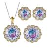 New Huabi Jewelry Copper Bottom Gold-plated Rose Cut Pink Orchid Light Luxury Seiko Set Female Main Stone 16-10m