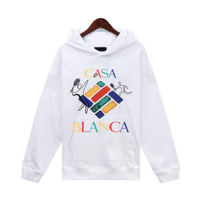 Casablanca Letter Print Hoodie Unisex Casual Winter Loose Fit Sweatshirt