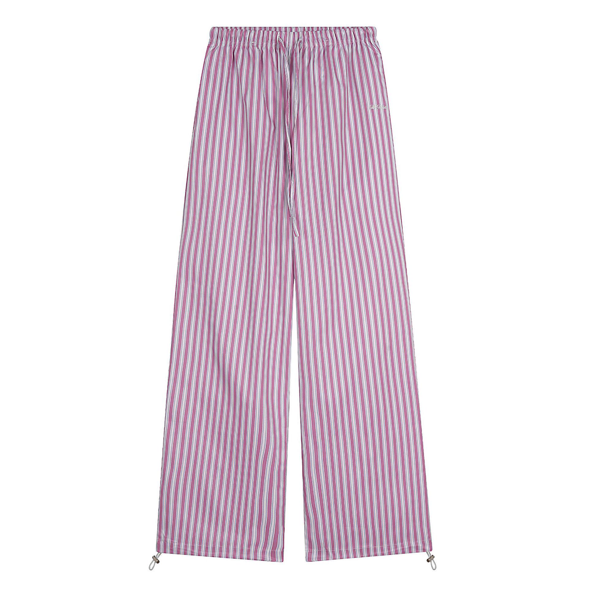 Spring Retro Striped Casual Straight Pants for Women Medium