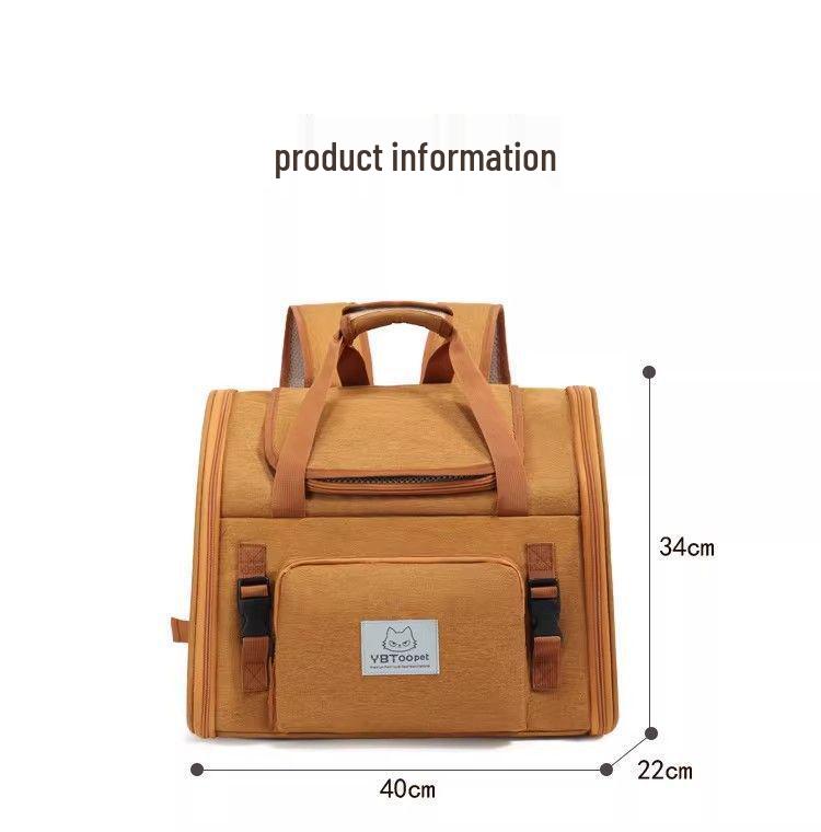 Expandable Breathable Pet Backpack: Large Capacity, Double Shoulder & Handheld for Dogs and Cats