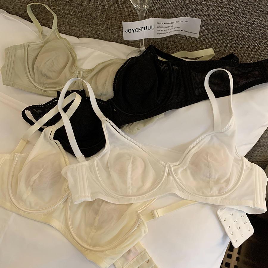 French Bra Women's Thin Mesh Underwear Women's Soft Support Comfortable Bra Push Up Bra