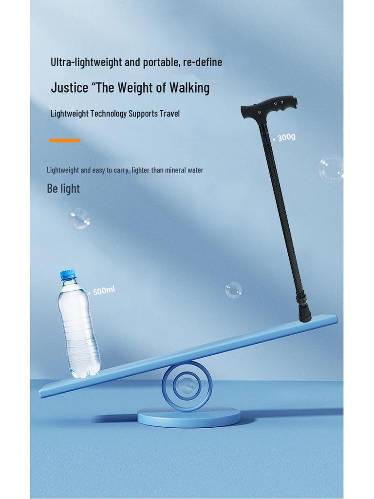 Bâton de marche télescopique léger en fibre de carbone antidérapant pour seniors