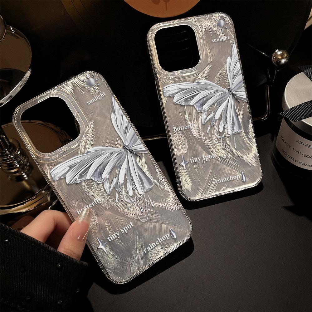 Feather Luster Phone Case for Samsung A53 A14 A33 A12 A32 S24 S23 Plus S20 S21 FE for iPhone 17 15 16 13 Pro 17 16 Pro Max Butterfly Bow Phone Case