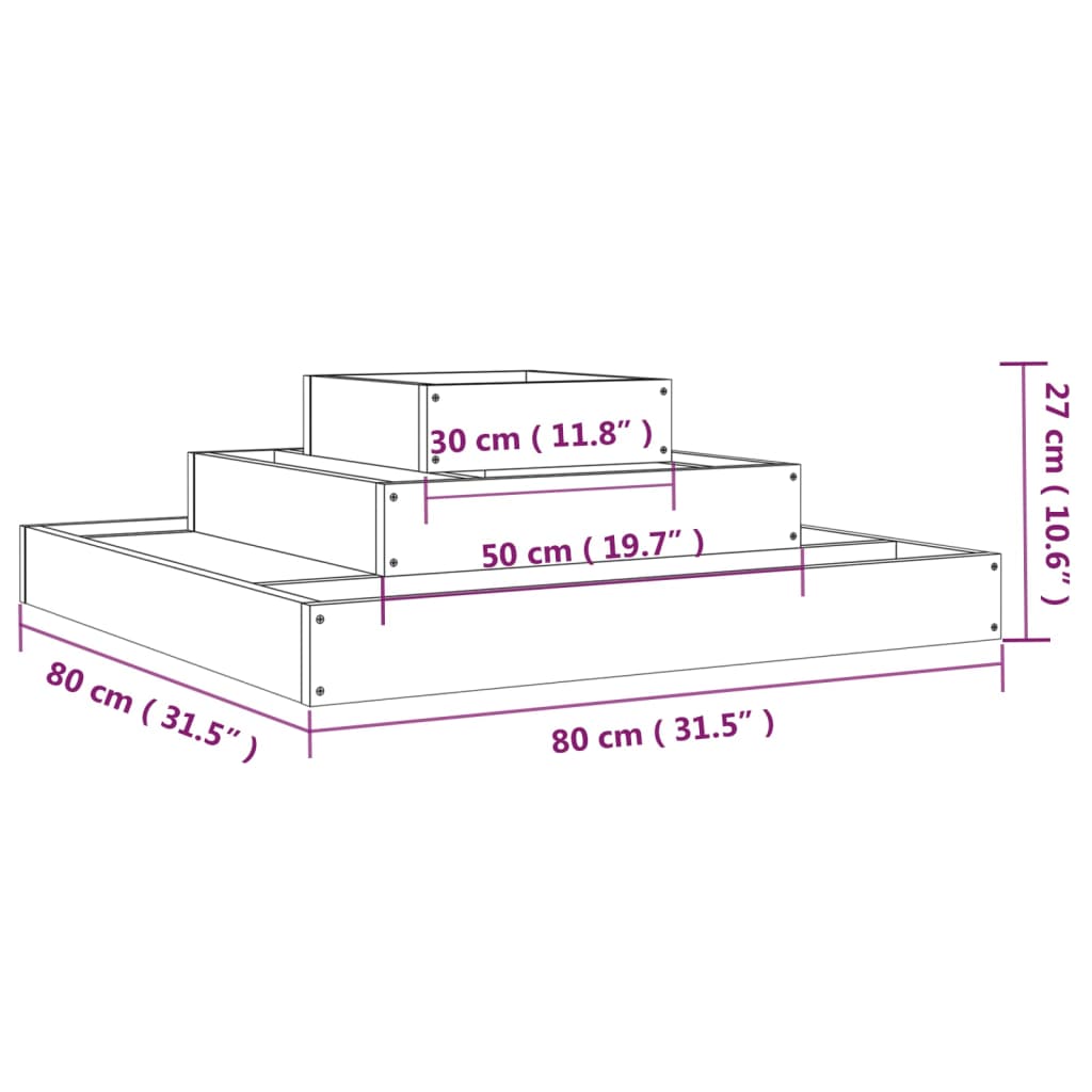 Vidaxl Planter, 80X80X27 Cm, Light Douglas Fir Wood