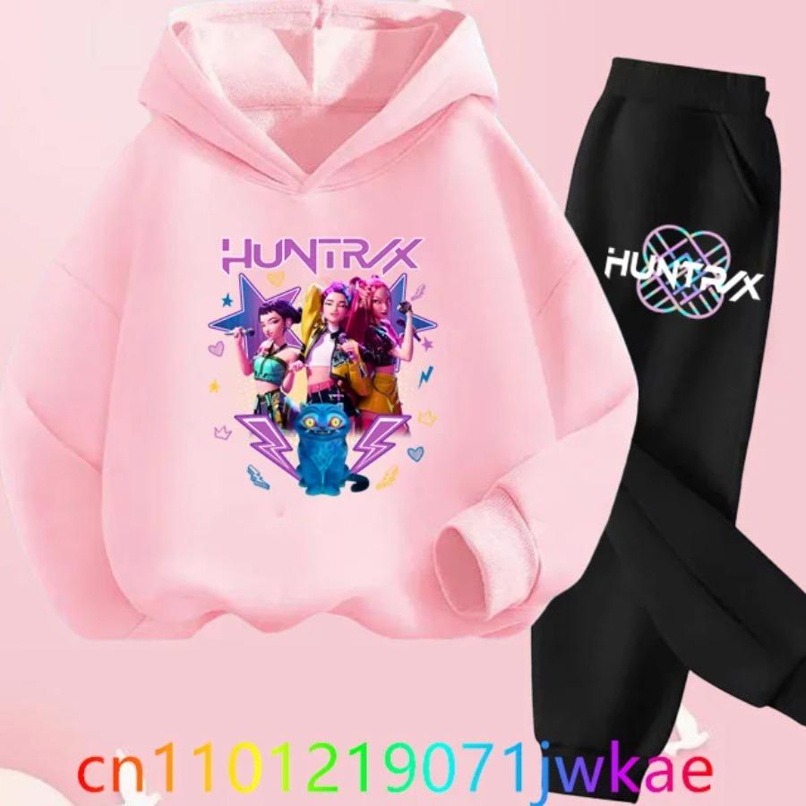 Kids Hoody Suit KPop Demon Hunters Printed Children's Clothing Y2K Hoodies+Pants Sports Sets