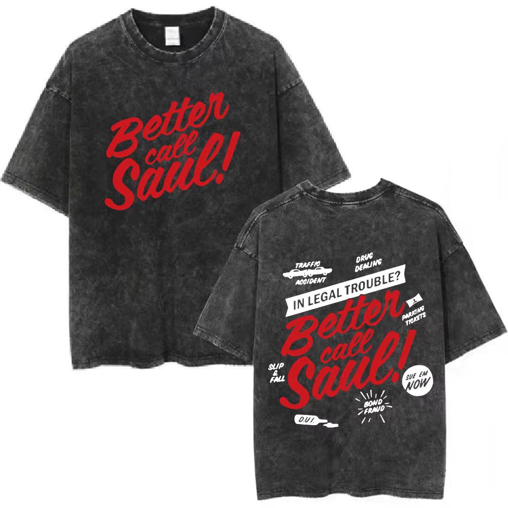 Breaking Bad Better Call Saul T Shirt y2k Yıkanmış Siyah Grafik Tişört Erkek Unisex