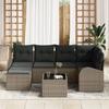 Ensemble de canapés de jardin 6 pièces avec coussins en rotin noir poly, Canapé de jardin 2 places avec rangement et 3354788