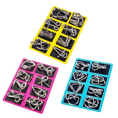 8 Teile/satz Montessori Spielzeug Kinder Denkaufgabe Metall Labyrinth Entsperren IQ Geist Denkaufgabe Rätsel Kinder Erwachsene Interaktive Spiel Unloop Spielzeug