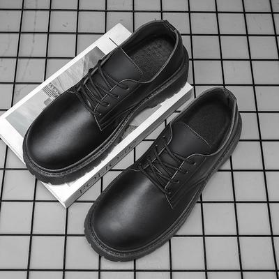 Fashion Leather Shoes Spring Men Platform British Brand Casual Retro Loafers Height Increasing Trend Black Formal Shoes Zapatos