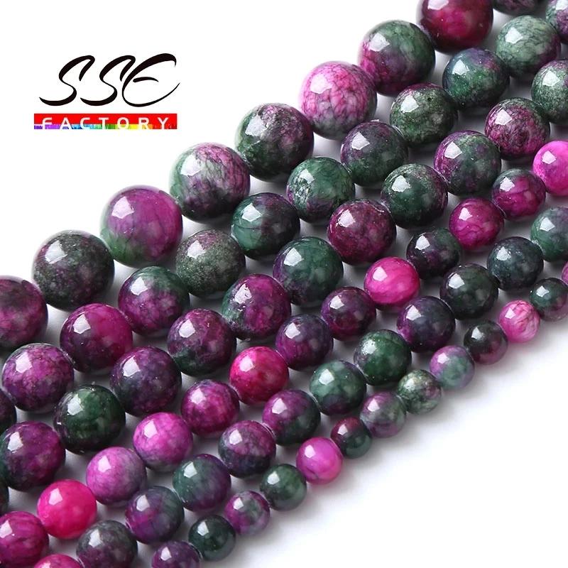 Přírodní bílé achátové kamenné korálky Onyx Kulaté volné distanční korálky Pro výrobu šperků DIY náramkové doplňky 4 6 8 10 12mm 15" palců