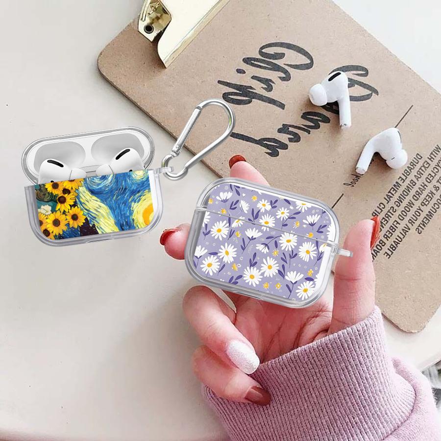 Case For Airpods 1 Pro3 Pro2 3 2 Pro 4 Clear Earphone Cases Cover Simple Floral Pattern
