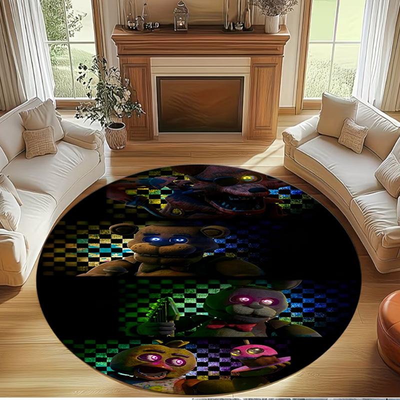 Five Nights at Freddy's Print Round Rug, Washable Floor Carpet, For Entryway Dorm Laundry Room Office Study, Home Decor Birthday Christmas Gift