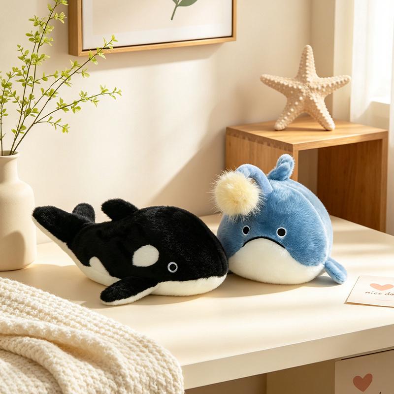 Cute Ocean Animal Plush Toy Kawaii Lanternfish Sea Urchin Crab Orca Pillow Soft Stuffed Doll Healing Decor Kids Gift