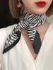 Luxury White Silk Hair Square Scarf Women Satin Neck Tie Hand Wrist Foulard Summer Print Shawl Wraps Head Kerchief Hijab Bandana