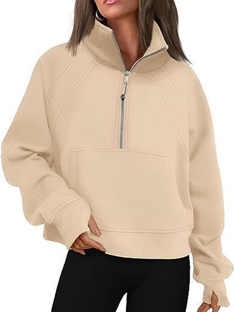 Long Sleeve Fleece Hoodie for Women Yoga Fitness