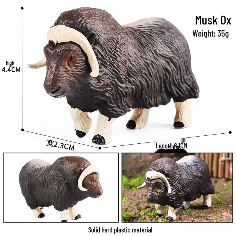 Children's Cognitive Animal Model Toy: Yellow Cow, Buffalo, Rhinoceros, Zebu, Bison, Bull Figurine.