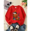 Girls' Halloween Long-Sleeve Sweatshirt, Round-Neck Fun Print Casual Top, Kids' Autumn Clothing, Suitable for Trick-Or-Treat Parties And Halloween