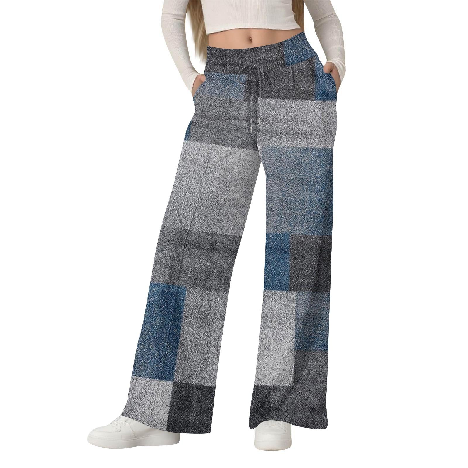 

Женские модные свободные повседневные брюки с широкими штанинами, геометрический цветной блок, пэчворк, принт XL