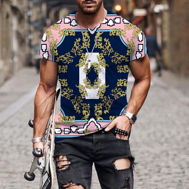 2022 Luxury High-end Pattern 3D Print Men's T Shirt O Neck Short Sleeve Funny Streetwear Summer Loose Male Oversized Tops Tees