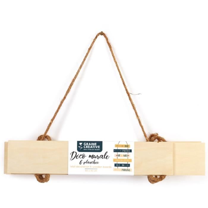 Panneau en bois à décorer - GRAINE CRÉATIVE - 60 x 30 cm - 6 planches - Beige - Blanc