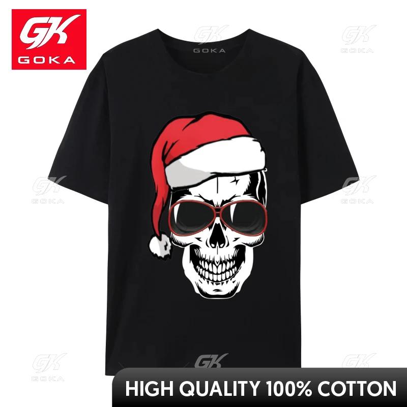 

Santa Skull Scary Face Cute Halloween Outfit Tshirt Harajuku Cotton Tshirt Vintage Oversized Clothes Wholesale 4XL