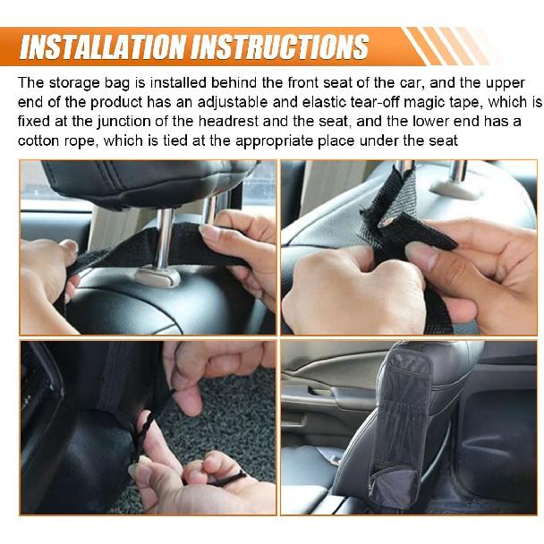 2PCS Front Seat Storage Bag, Multifunctional Seat Hanging Bag Car Mesh Net Pocket Handbag Holder, Multi-Pocket Car Seats Side Storage Organizer Holds