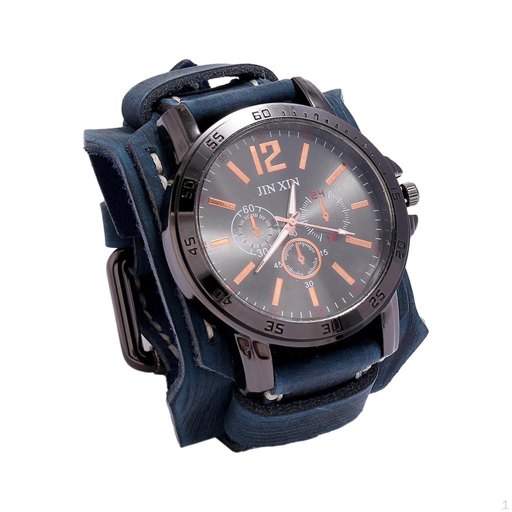 Men Wrist Watch Cuff Trendy Leather Bracelet Male Wristwatch for Boyfriend Birthday