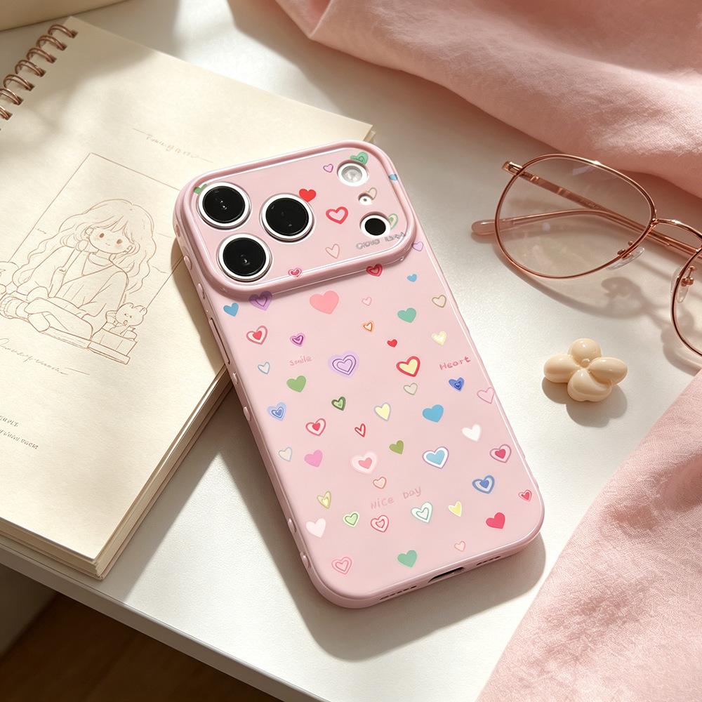 Ins Scattered Color Heart Suitable for Apple 16PM Creative iPhone17/16PRO Anti-drop New 15/17 Mobile Phone Case