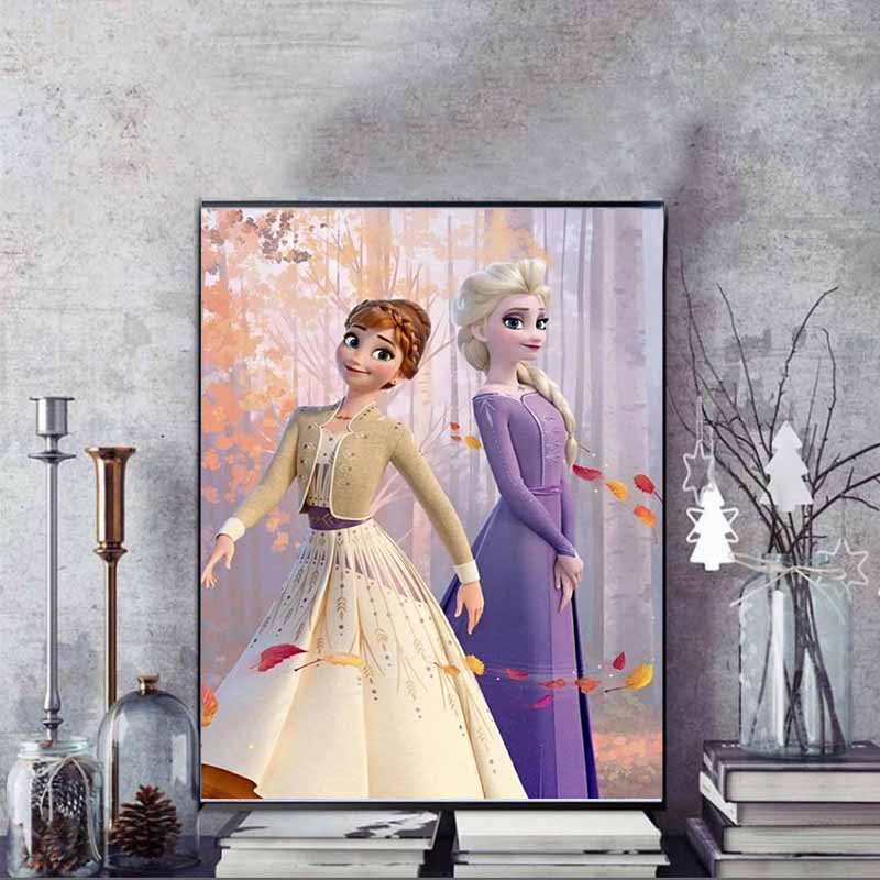 Disney Cartoon Diamond Painting Anna Elsa Autumn Scenes 5D DIY Art Cross Stitch Kit Mosaic Embroidery Home Decor Gift
