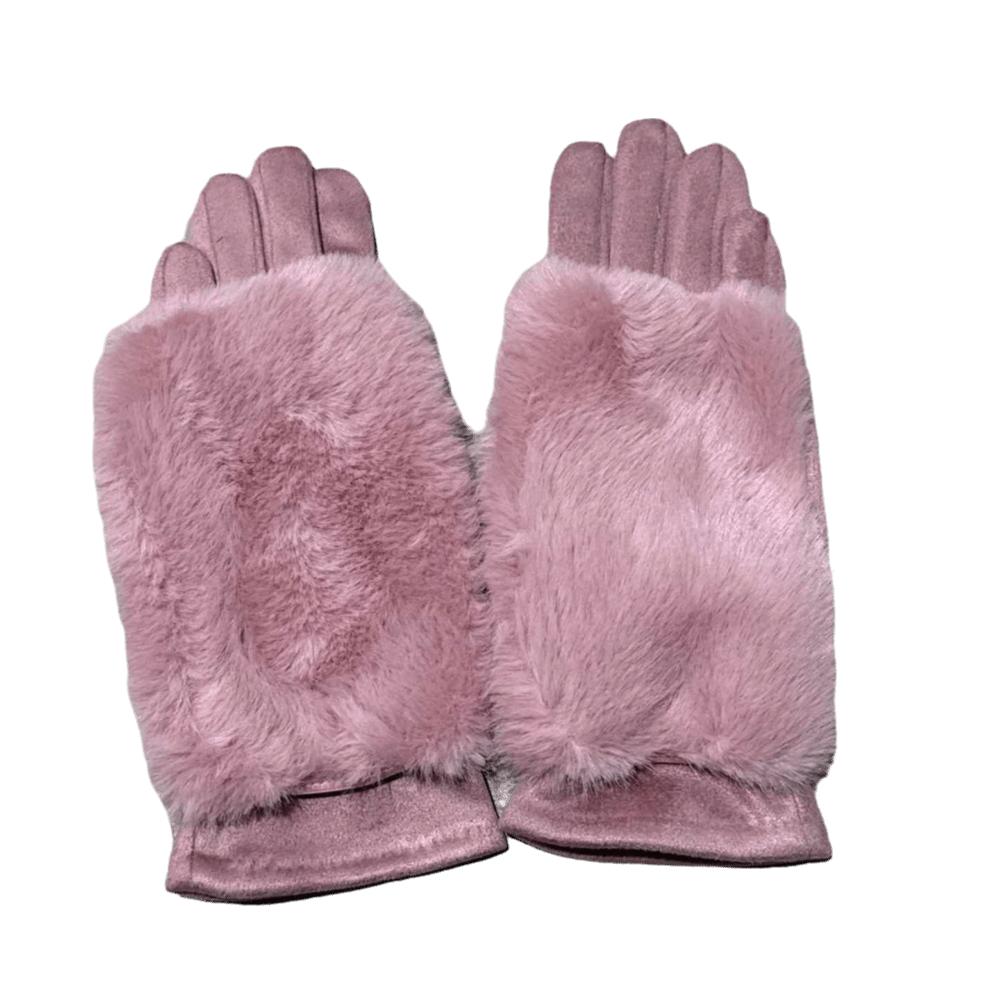 

Rabbit Faux Fur Women Winter Gloves Thickened Thermal Mittens Suede Gloves Outdoor Activities розовый