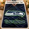 Flannel BlanketSeattle Seahawks Custom Name Text Personalized Soft Warm Throw Blanket Home Decor Gift