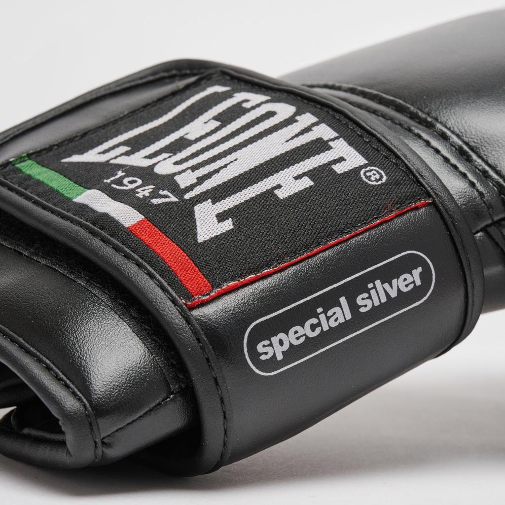 LEONE 1947 Boxhandschuhe Unisex Kunstleder Außen PU-Polster Klettverschluss Schwarz GN383 [THUNDER] (8 Unzen) [Originalprodukt]