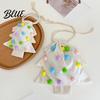 Seasonal Hanging Tree Small Trinket Bag Plush Drawstring Gift Accents Christmas Pom Bell Bags
