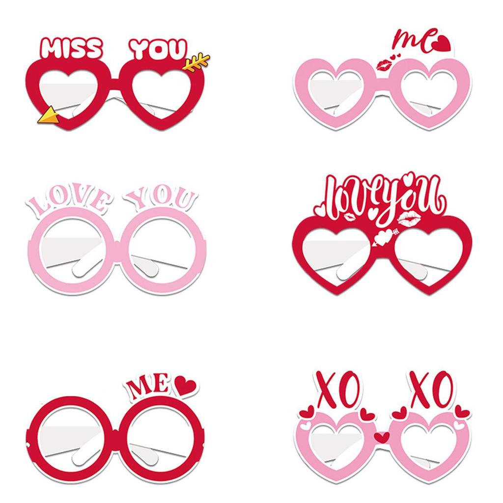 6 Stück Valentinstag-Themenpapierbrillen Valentinstagsparty Lustige Bunte Dekorative Brillen