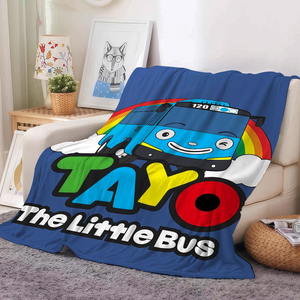 Cartoon car T Tayo the L little Bus Blanket For Sofa Office Bed Plane Travel Sleep Read Relax Camping Soft And Warm