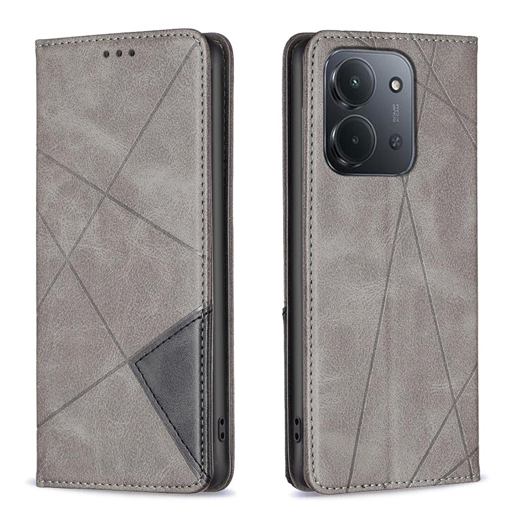Für Xiaomi Redmi 15C 5G/15C 4G (173 mm) Hülle Kartenfächer Geometrie Prägung Leder Handyhülle