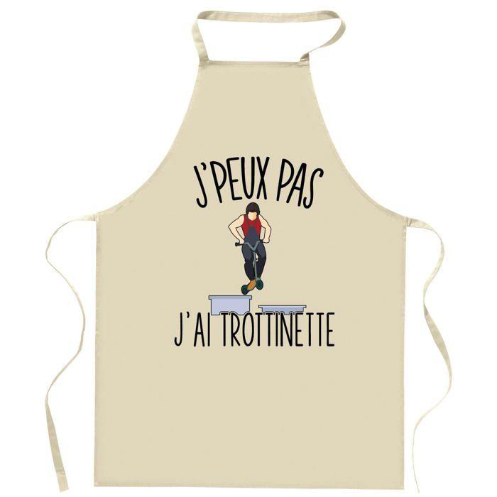 Tablier de cuisine - Planetee - Trottinette «J'peux pas» - Coton épais - Impression française
