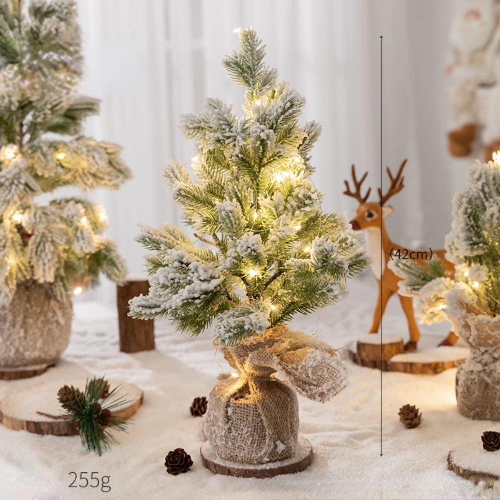 Nearly Natural Flocked Christmas Artificial Tree in Decorative with 30 LED Lights