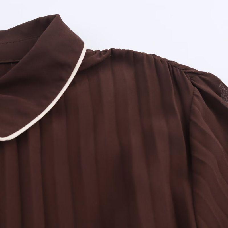 Kaslead New Women clothes Western Style Fashion With Belt Pleat Midi Dress 4387225